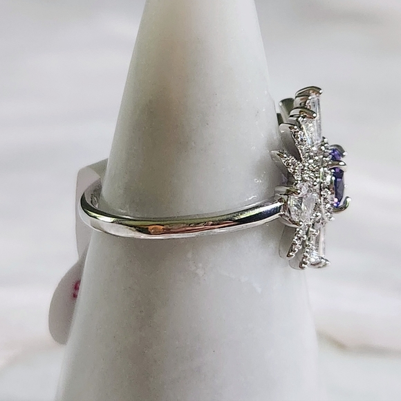 NWT Bomb Party 'Egyptian Love' Tanzanite Rhodium Plated Ring - Size 11 - Picture 6 of 10